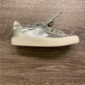 Silver Metallic Veja Campo Shoes, size 37